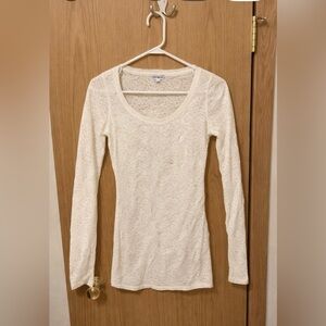 Express Brand Lacy Classic Ivory Long Sleeve Top Size S